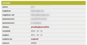 si ドメイン pendingQuarantine の例